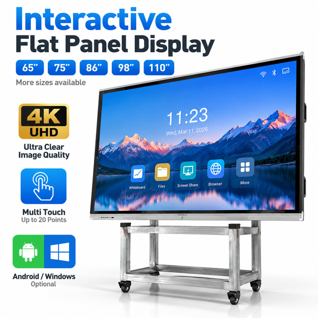 4K Interactive Flat Panel Smart Board Touch Screen Digital Whiteboard Android Windows All in One for Conference Meeting Room