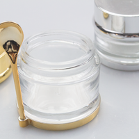 Pot en verre transparent personnalisé de 30g, 50g, 80g, luxe, doré, pour crème pour les yeux, masque cosmétique, emballage de soins de la peau, avec couvercle en plastique et cuillère