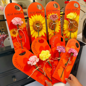 Impresión offset cartón ramo de flores embalaje soporte de exhibición <span class=keywords><strong>tarjeta</strong></span> con logotipo de marca regalo <span class=keywords><strong>Tarjeta</strong></span> de embalaje Color naranja - Product Image 2