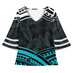 Benutzer definierter Druck auf Anfrage Damen T-Shirt plus Größe polynesische Stammes kleidung Damen Tops und Blusen lässig Samoan Tattoo T-Shirt - Product Image 2