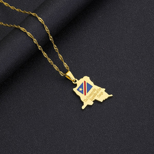 Collar con Colgante <span class=keywords><strong>de</strong></span> <span class=keywords><strong>Mapa</strong></span> <span class=keywords><strong>de</strong></span> <span class=keywords><strong>la</strong></span> <span class=keywords><strong>República</strong></span> Democrática <span class=keywords><strong>del</strong></span> <span class=keywords><strong>Congo</strong></span>, Joyería Étnica Congoleña <span class=keywords><strong>de</strong></span> Acero Inoxidable para Hombre y Mujer, Regalo Nuevo - Product Image 3