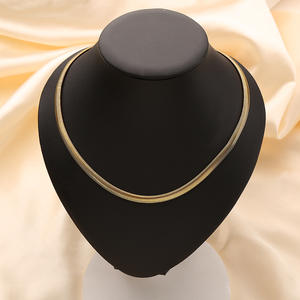 GT HipHop 6mm Antialérgico 18K Chapado en oro Acero inoxidable Collar de cadena de serpiente plana para mujeres y hombres - Product Image 6