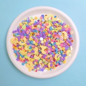 500g/Lote de Chispas de <span class=keywords><strong>Arcilla</strong></span> Polimérica de Colores con Forma de Estrella y Luna, Confeti para Manualidades, Decoración de Uñas, Fundas de Teléfono, Tarjetas y Relleno - Product Image 1