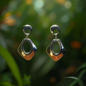 EE-250-4624-27 Pendientes de Moda Geométricos Plateados en Plata de Ley 316L de Acero Inoxidable Unisex - Product Image 3
