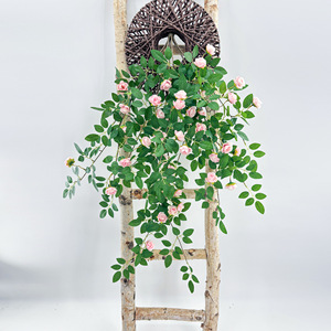 Artificial Rose <b>Vines</b> White Plastic Silk Flowers Wall Hanging Decor Indoor Outdoor Wedding Home Decoration - Product Image 4