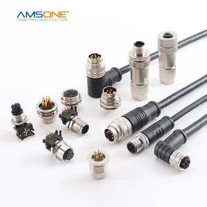 Amsone 사용자 정의 방수 M12 삽입 센서/액추에이터 소켓 15 핀 Pcb 마운트 커넥터