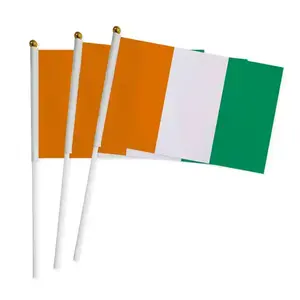 Wholesale Custom National Orange White Green Mini Small Stick Flag Country Waving Ivory Coast Hand Flag