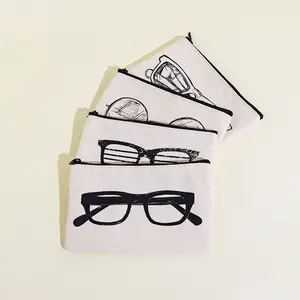 חם מוכר בד קנבס תיק כותנה אופטי לוגו מותאם אישית משקפי שמש נרתיק עם רוכסן משקפיים פופולריים תיק & תיק - Product Image 1