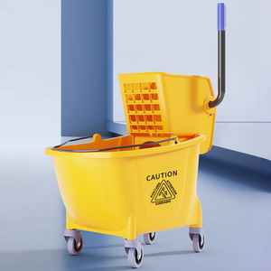 Chariot <span class=keywords><strong>de</strong></span> nettoyage mobile pour hôtel, restaurant, magasin, avec essoreuse <span class=keywords><strong>à</strong></span> main, roues silencieuses, plastique épaissi - Product Image 4