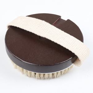 Bàn Chải Tắm Bằng Gỗ Khô Nhãn Hiệu Riêng Hình Tròn Logo Tùy Chỉnh Để Mát Xa Thoát Bạch Huyết - Product Image 4