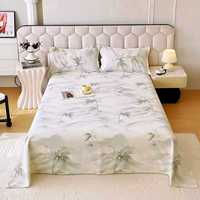 Parure de draps rustiques 100 % coton tissé, résistante à la décoloration, confortable, 4 pièces