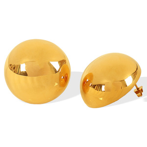 Gold Ball <b>Stud</b> <b>Earrings</b> Zinc Alloy Geometric Design EH629 For Women - Product Image 5