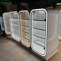 Kiosque LED pour la vente de téléphones portables et d'accessoires, et vitrine pour étuis de téléphone avec étagères en acrylique pour centre commercial