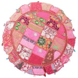Buy Large Cotton <b>Floor</b> Pillow Online Indian Handmade Patchwork Cotton <b>Floor</b> Pillow with Tassels - Product Image 2
