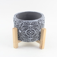 Ensemble de pots de fleurs classiques en ciment pour plantes d'intérieur, pots à fleurs modernes en béton avec support pour la décoration de la maison et du bureau