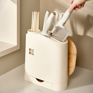 Support OEM Factory Direct Kitchen <b>Plastic</b> Knife Storage Organizer Knife <b>Block</b> Holder with Lid and DrainTray for Countertop - Product Image 5