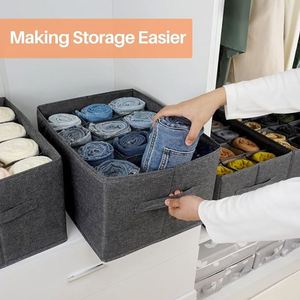 12 Cell Drawers Organizer Grid Storage <b>Box</b> Living Room <b>Wardrobe</b> Organizers Storage Bins Clothes Jeans Pants Closets Organization - Product Image 5