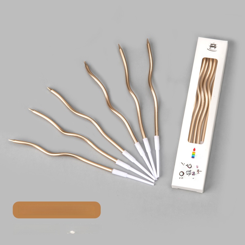 Bougies courbes de couleurs mélangées, champagne doré, 10 boîtes