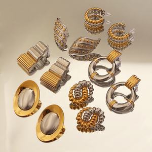 Joyería <span class=keywords><strong>de</strong></span> moda para mujer, pendientes <span class=keywords><strong>de</strong></span> tuerca minimalistas, pendientes en forma <span class=keywords><strong>de</strong></span> <span class=keywords><strong>C</strong></span> <span class=keywords><strong>de</strong></span> <span class=keywords><strong>dos</strong></span> tonos, pendientes grandes gruesos llamativos para mujer - Product Image 5