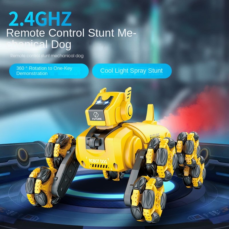 Learning Wisdom House 2510291838 Remote Control Robot Dog Toy - 8 Wheel Stunt Mechanical Pet