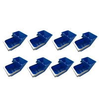 Nouveau Lot de 8 Mangeoires Anti-Morsure en Plastique ABS pour Lapins avec Bord Métallique, Trou de Drainage Anti-Déversement, Couleur Bleue, Facile à Utiliser, Mangeoire à Fixer sur Cage