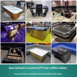 Barra de <span class=keywords><strong>Bar</strong></span> Moderna y Personalizable para KTV, Club Nocturno, Fabricada en Acero Inoxidable y Vidrio, con Losa de Roca Luminosa, para Uso Comercial - Product Image 4