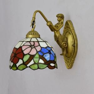 โคมไฟติดผนัง Led ทิฟฟานี่สไตล์วินเทจ,โคมไฟติดผนังกระจกสีรูปนางเงือกไฟในอาคารดีไซน์ศิลปะห้องน้ำ - Product Image 4