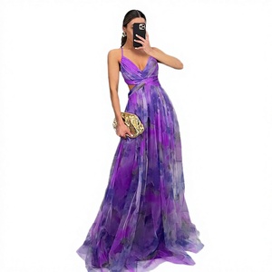 Vestido Casual de Verano 2026 Estilo Europeo-Americano, Nuevo Diseño, Antiestático, de Malla Estampada, con Cintura Imperio, Línea A, Tirantes y Cremallera, Ideal para Vacaciones (Estilo INS) - Product Image 2