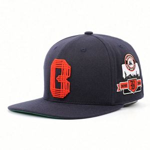 Casquette Snapback Hip Hop Homme Personnalisée OEM, Haute Qualité, 6 Panneaux Structurés, Logo Brodé 3D en Acrylique, Bleu Foncé - Product Image 1