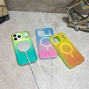 New <b>Rainbow</b> Laser IMD Magnetic Mobile Phone case for iPhone 17 16 15 Pro Max colorful bling Strong bumper Shockproof back Cover - Product Image 3