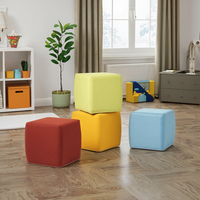 Pouf d'extérieur lavable multifonctionnel en tissu, repose-pieds carré, petit ottoman cube