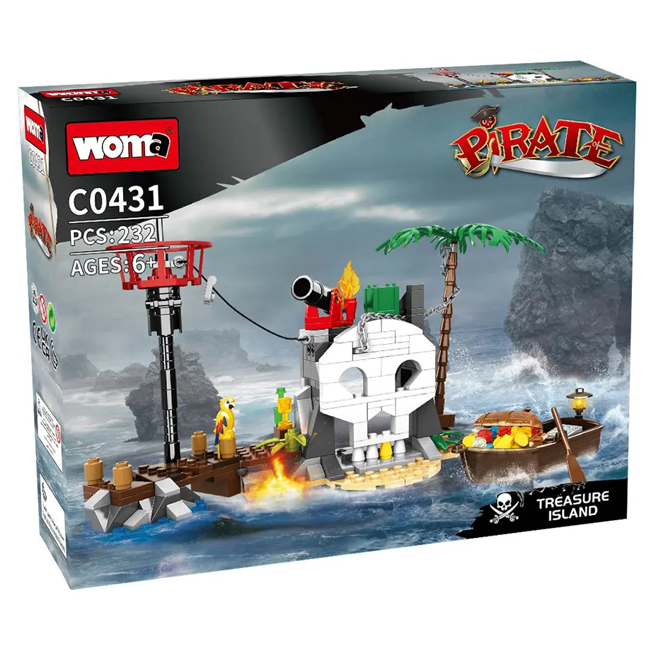 WOMA TOYS Child Birthday Gifts Kids Pirates Ship Plastic CPC Certificate Construction Toy Small Brick Little Building Block Set