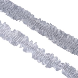 Dentelle florale colorée de 3 cm, transparente, à volants, élastique, double face, accessoire vestimentaire, bordure plissée en <span class=keywords><strong>organza</strong></span> faite à la main - Product Image 4