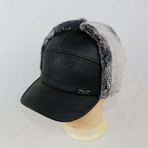 <b>Flat</b> Cap With Faux Fur Lining Black And Gray Warm Windproof Winter Outdoor <b>Hat</b> Unisex Casual Style - Product Image 2