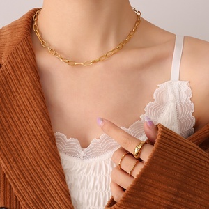 패션 18K 골드 쥬얼리 분리형 링 펜던트 여성 남성 더블 레이어 틈새 스테인레스 스틸 목걸이 - Product Image 6
