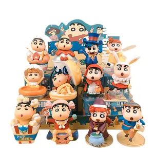 Capa de chuva de 7 estilos lápis Shin-chan estatueta de anime de anime de desenho animado tamanho mini bonito caixa surpresa de brinquedo de animação