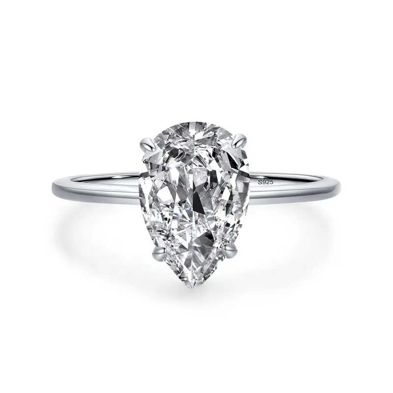 Benutzer definierte Großhandel Zirkonia Birne geformte Ewigkeit Ring Frauen Schmuck Versprechen 925 Sterling Silber Verlobung Ehering