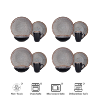 Ensemble de vaisselle de cuisine ronde promotionnelle et tasse promotionnelle, glaçure réactive unique, passe au micro-ondes