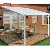 Hooeasy Cadre en alliage d'aluminium gris Couverture en métal polycarbonate Gazebo mirador bioclimatique d'arrière-cour pour l'ombrage extérieur Pergola