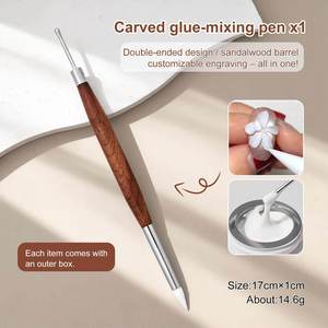 Strumento per Nail Art in Legno di Sandalo a Doppia Punta, Spatola in Silicone per Scultura e Gel con Punta di Dettaglio per Applicazione di Nail Art 3D e Acrilico - Product Image 6