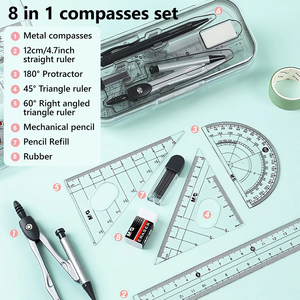 M & G Hot Bán 8 cái/bộ Thông Tư Đo Chất Lượng Cao Kim Loại Văn Phòng Học Tập Công Cụ Vẽ Bán Buôn - Product Image 3
