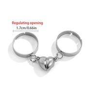 Go Party nouvelle meilleure vente amour coeur Couple magnétique anneaux Simple réglable chaîne ouverte argent Couple anneaux ensemble cadeau bijoux