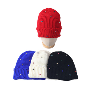 Bán Buôn Chất Lượng Cao Tùy Chỉnh Của Phụ Nữ Mùa Đông <span class=keywords><strong>Beanie</strong></span> Mũ Dệt Kim Beanies Đầy Màu Sắc Pha Lê Rhinestone Acrylic <span class=keywords><strong>Cap</strong></span> - Product Image 1