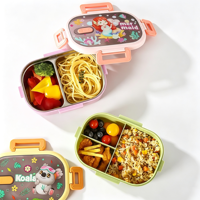 Boîte à lunch bento en acier inoxydable pour enfants, dessin animé, couvercle en plastique, 2 compartiments, sans BPA, pour les enfants d'âge scolaire