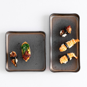 Bandeja de Servir de Cerámica Rústica Japonesa, Acabado Sólido con Aceite, Hecha a Mano, para Sushi, Pescado, Uso Residencial - Product Image 3
