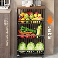 Étagère de rangement multi-niveaux en bois pour la cuisine, pour boîte à collation, jouet, panier à fruits et légumes