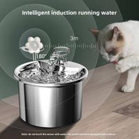 Fontaine à eau pour chat 2L/67.63oz en acier inoxydable, distributeur d'eau pour chien avec filtre