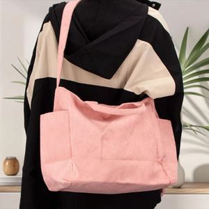 Custom Large Corduroy Crossbody <b>Shoulder</b> Bag Lady Women Durable Zipper Adjustable <b>Strap</b> Handcrafted Embroidered Messenger Travel - Product Image 3