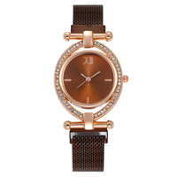 Montre à quartz ovale pour femmes, best-seller, sertie de diamants, avec bracelet magnétique