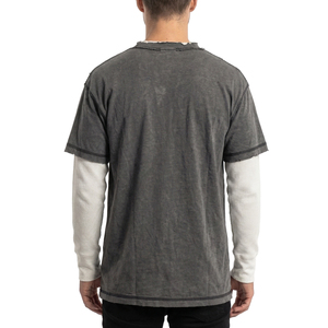 เสื้อยืดแขนยาวทรงหลวมสไตล์วินเทจสำหรับผู้ชาย ยี่ห้อ TOPSHOW รุ่น Custom Double Sleeve Contrast ลาย Acid Wash - Product Image 3